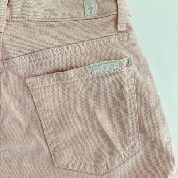 7 For All Mankind High Waist Shorts Womens Pink Cut Off 5 Pocket Raw Hem - Picture 6 of 7